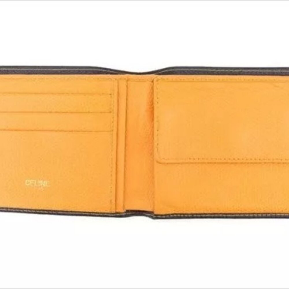 Celine Wallet Purse Bifold Navy Orange leather Mens Authentic Used - Picture 8 of 8